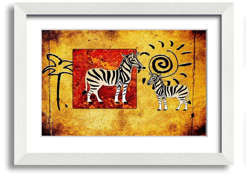 Framed print of African Tribal Art 22 showcasing vibrant colors and intricate patterns, ready to hang.