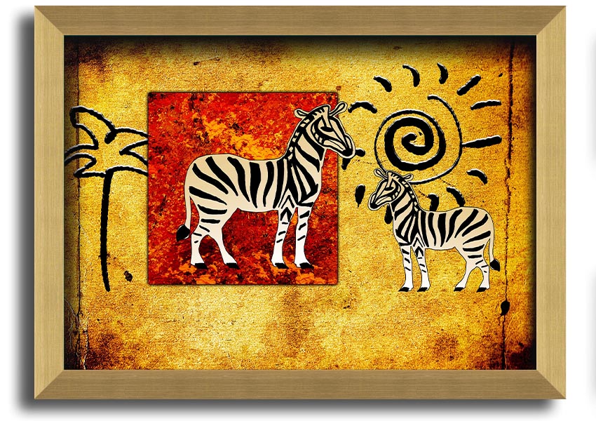 Framed print of African Tribal Art 22 showcasing vibrant colors and intricate patterns, ready to hang.