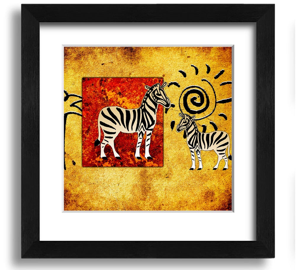 African Tribal Art 22 square framed print showcasing vibrant tribal patterns, handmade in the UK.