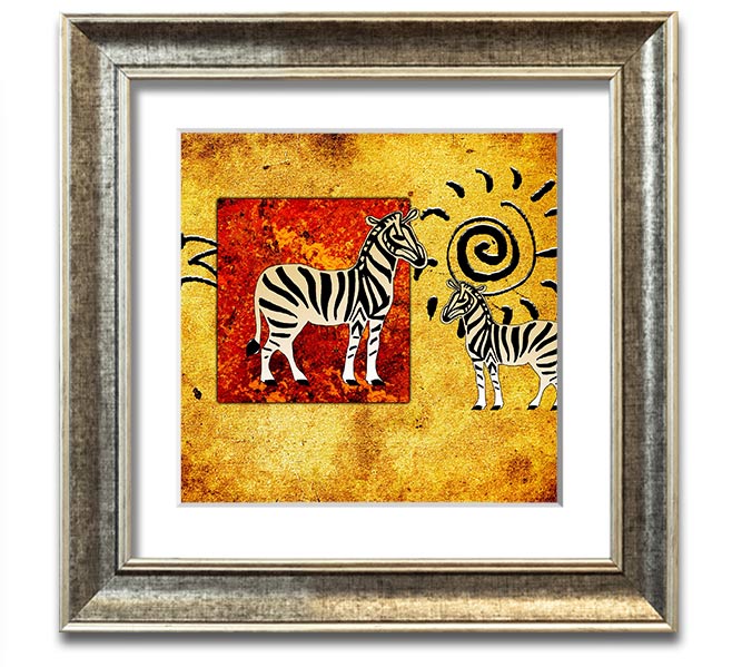 African Tribal Art 22 square framed print showcasing vibrant tribal patterns, handmade in the UK.