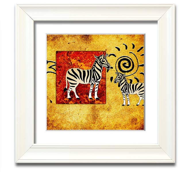 African Tribal Art 22 square framed print showcasing vibrant tribal patterns, handmade in the UK.