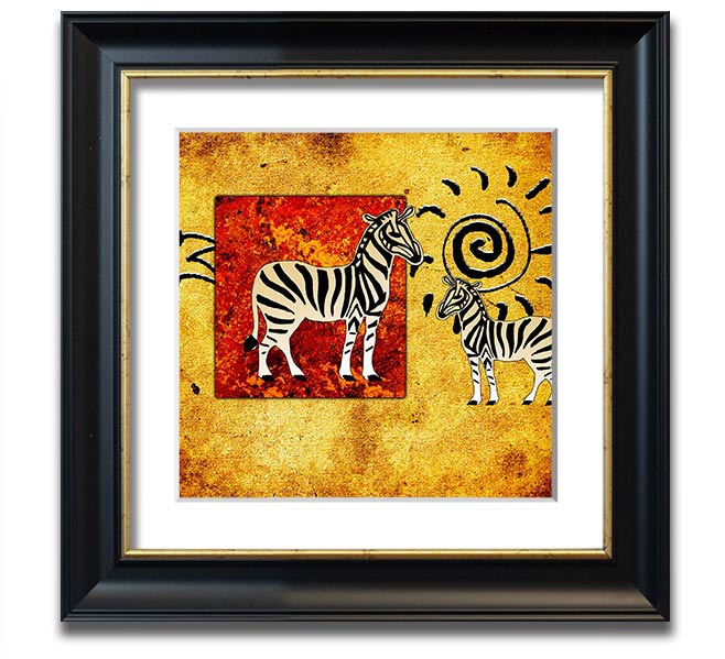 African Tribal Art 22 square framed print showcasing vibrant tribal patterns, handmade in the UK.