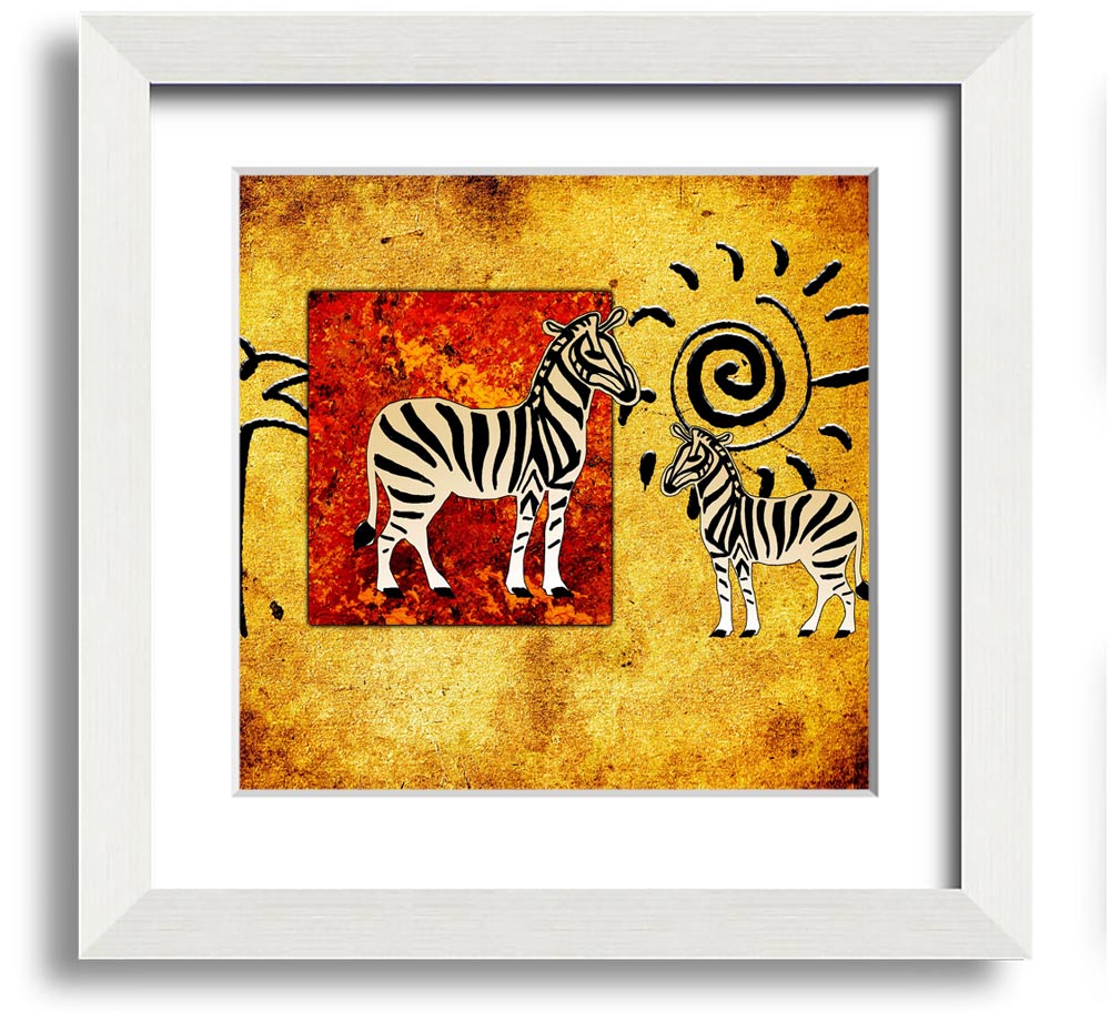 African Tribal Art 22 square framed print showcasing vibrant tribal patterns, handmade in the UK.