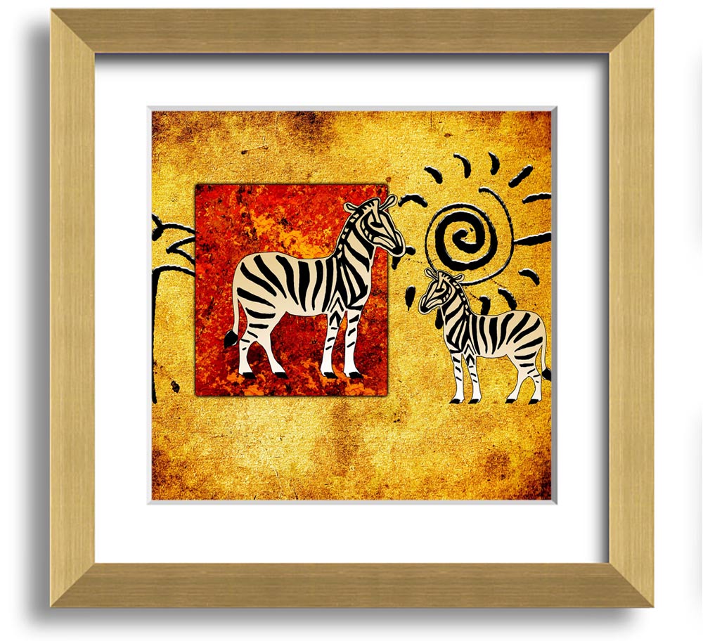 African Tribal Art 22 square framed print showcasing vibrant tribal patterns, handmade in the UK.