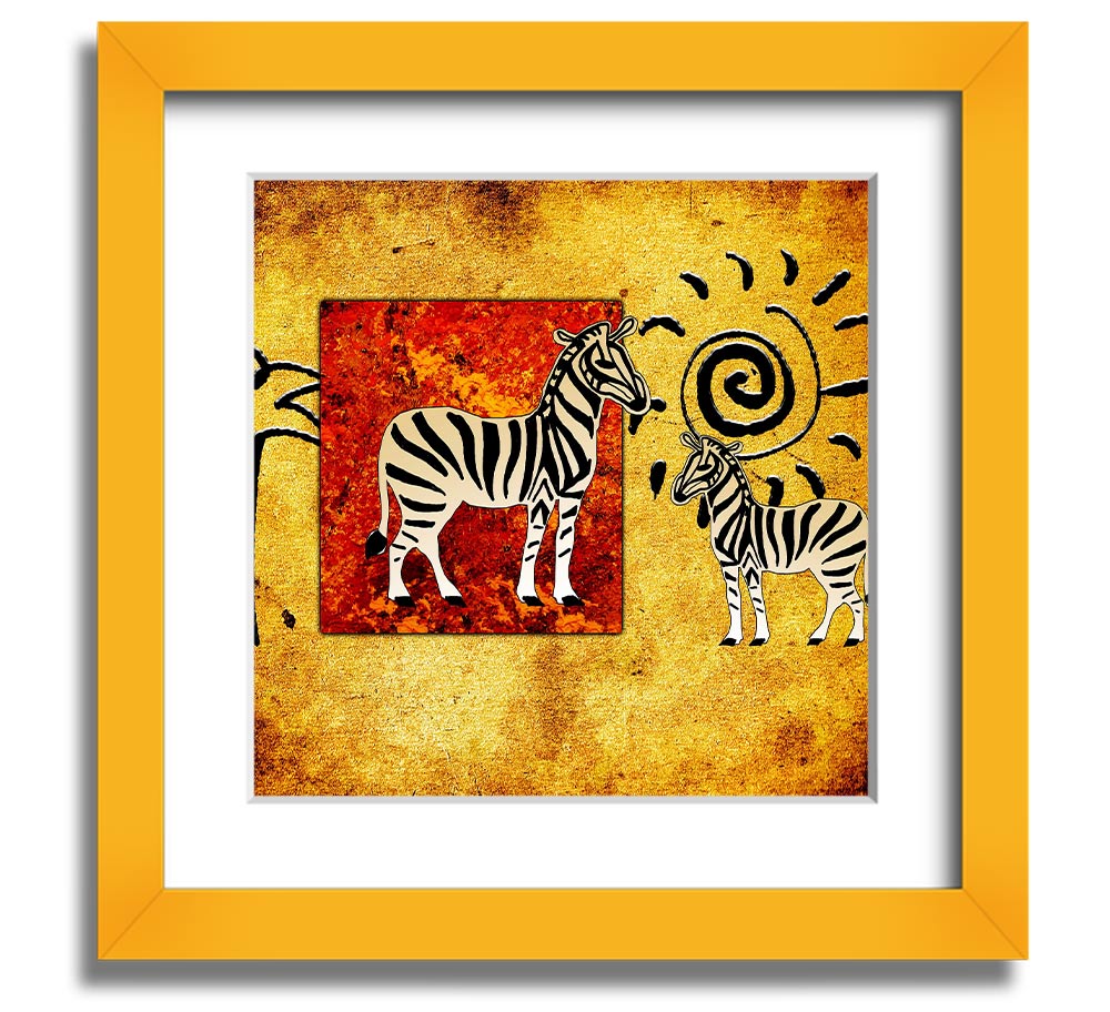 African Tribal Art 22 square framed print showcasing vibrant tribal patterns, handmade in the UK.