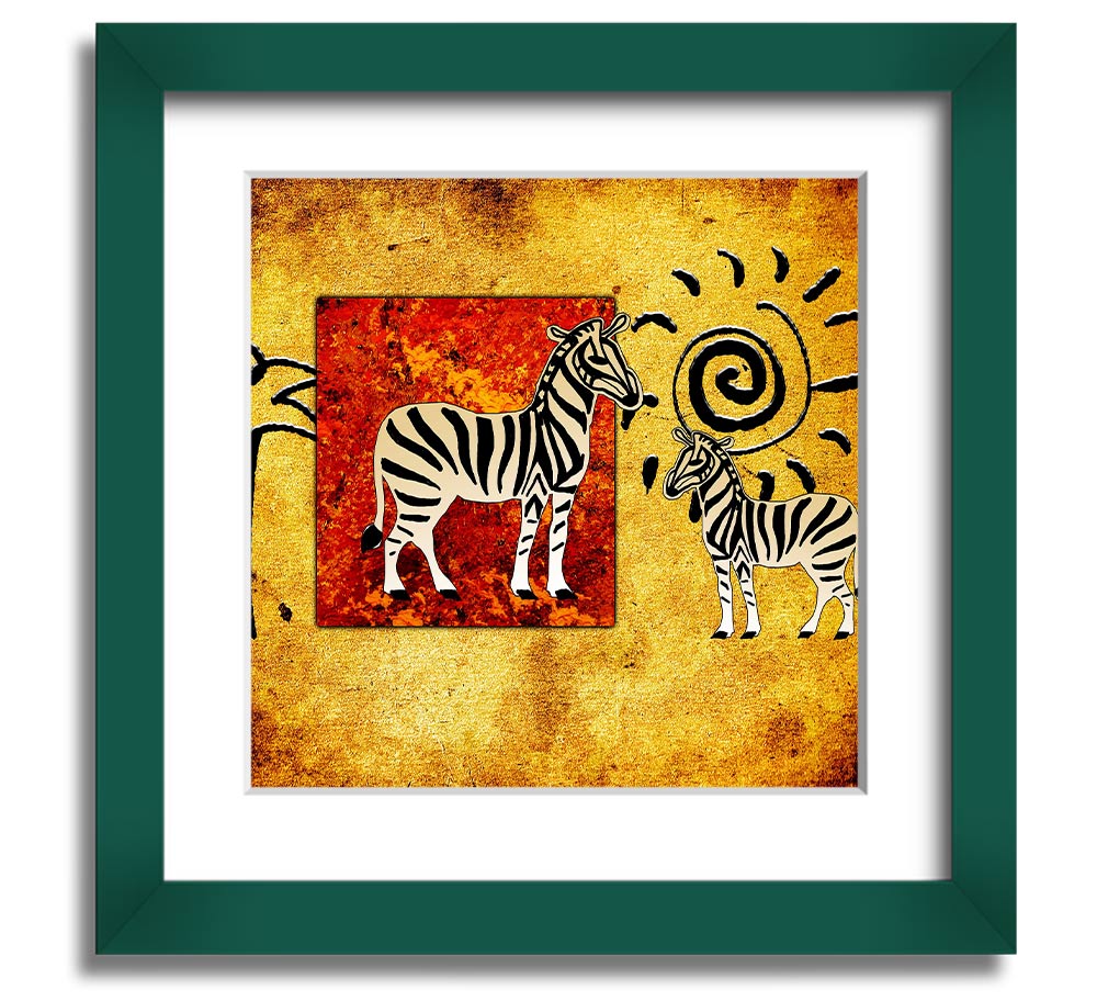 African Tribal Art 22 square framed print showcasing vibrant tribal patterns, handmade in the UK.