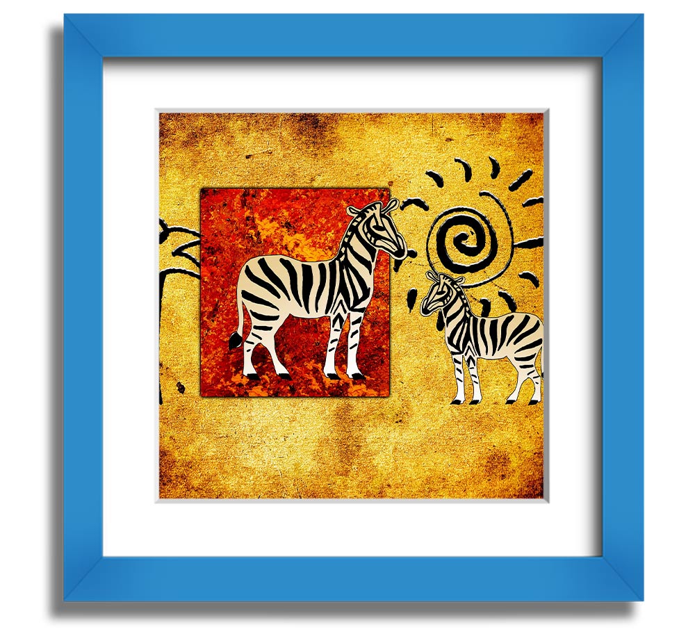 African Tribal Art 22 square framed print showcasing vibrant tribal patterns, handmade in the UK.