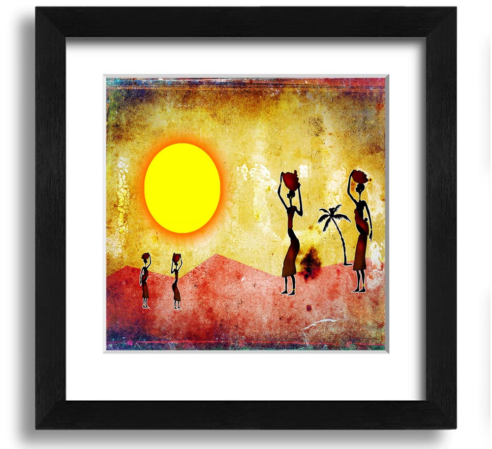 African Tribal Art 2 Square Framed Print showcasing vibrant tribal designs in a stylish frame.