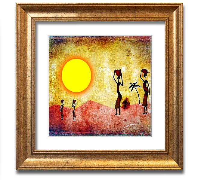 African Tribal Art 2 Square Framed Print showcasing vibrant tribal designs in a stylish frame.