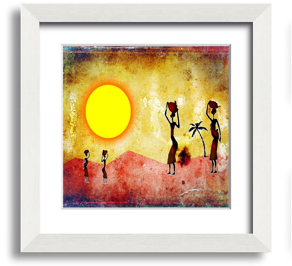 African Tribal Art 2 Square Framed Print showcasing vibrant tribal designs in a stylish frame.