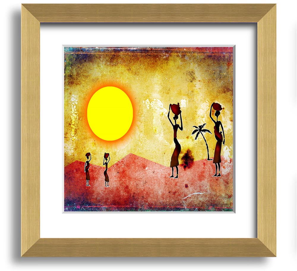 African Tribal Art 2 Square Framed Print showcasing vibrant tribal designs in a stylish frame.