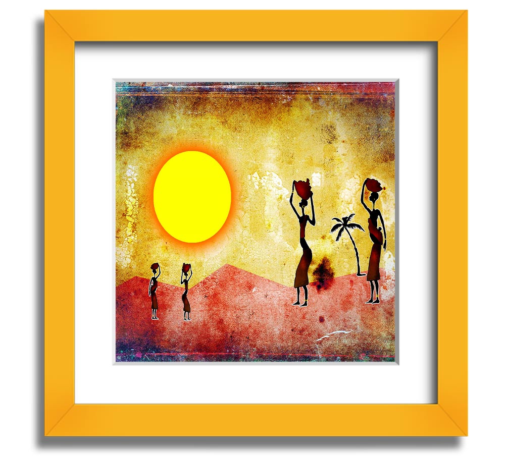 African Tribal Art 2 Square Framed Print showcasing vibrant tribal designs in a stylish frame.