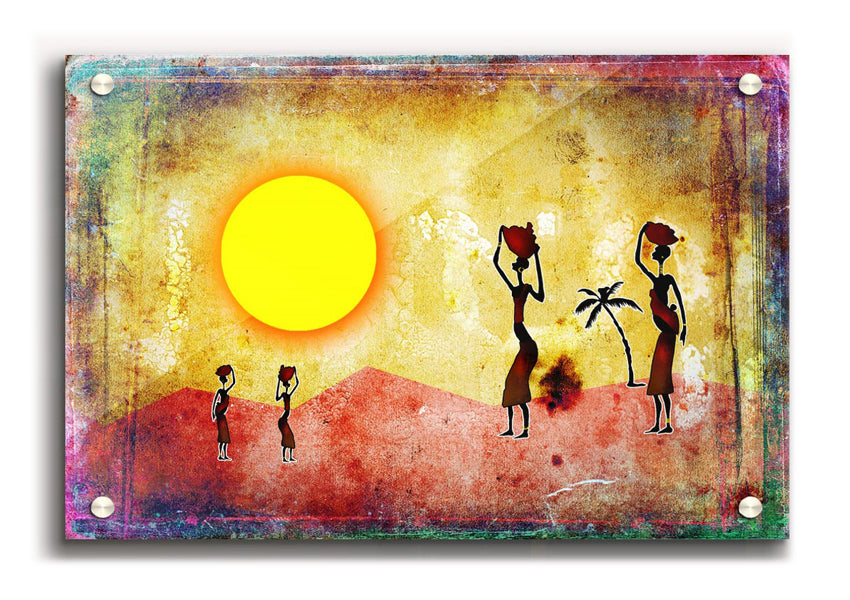 Vibrant African Tribal Art 2 acrylic print on 5mm thick acrylic glass, showcasing intricate tribal designs.