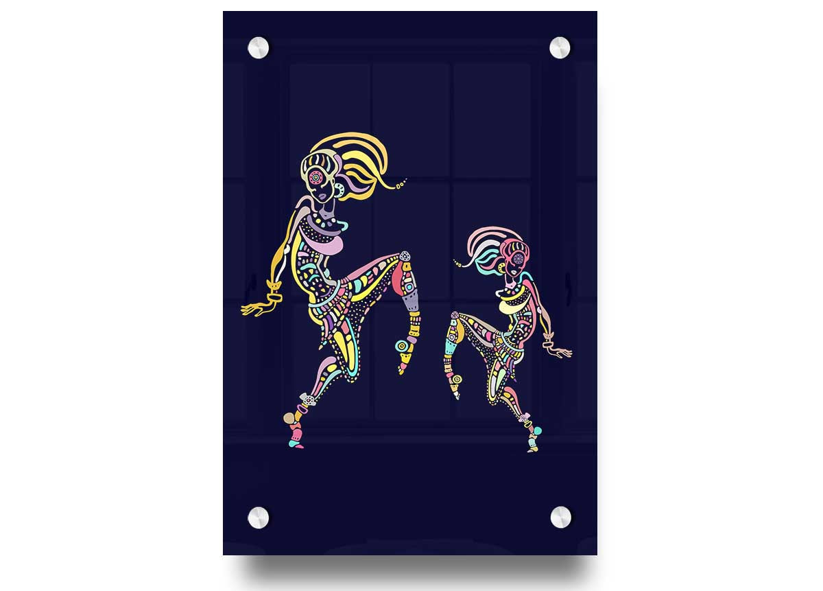 A vibrant acrylic print of African Tribal Art 21 showcasing intricate tribal designs on 5mm thick acrylic glass.