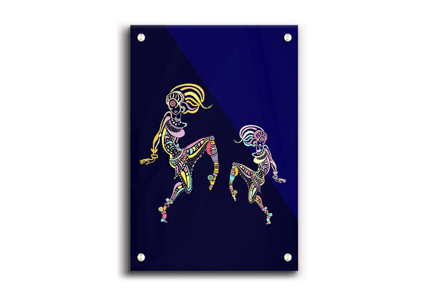 A vibrant acrylic print of African Tribal Art 21 showcasing intricate tribal designs on 5mm thick acrylic glass.