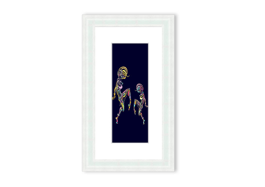 Framed print of African Tribal Art 21 featuring vibrant colors and intricate patterns, ready to hang.