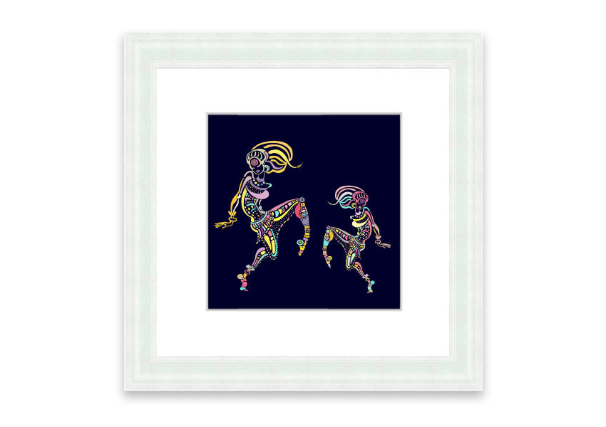 Framed print of African Tribal Art 21 featuring vibrant colors and intricate patterns, ready to hang.