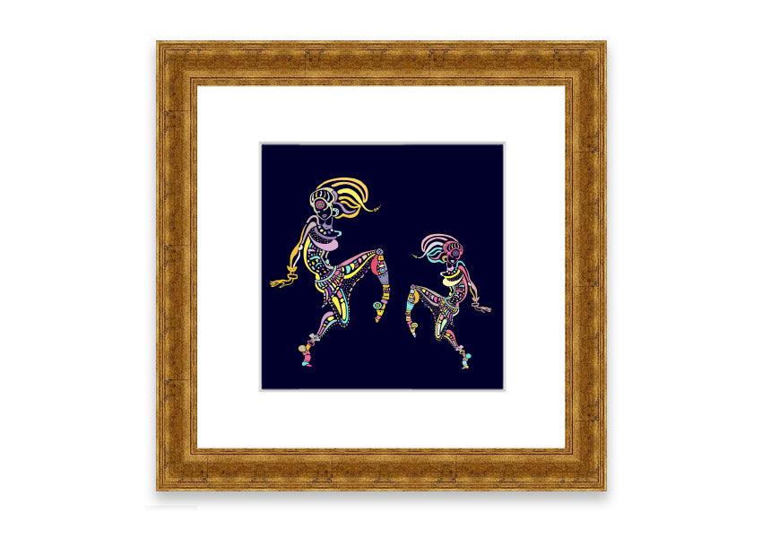 Framed print of African Tribal Art 21 featuring vibrant colors and intricate patterns, ready to hang.