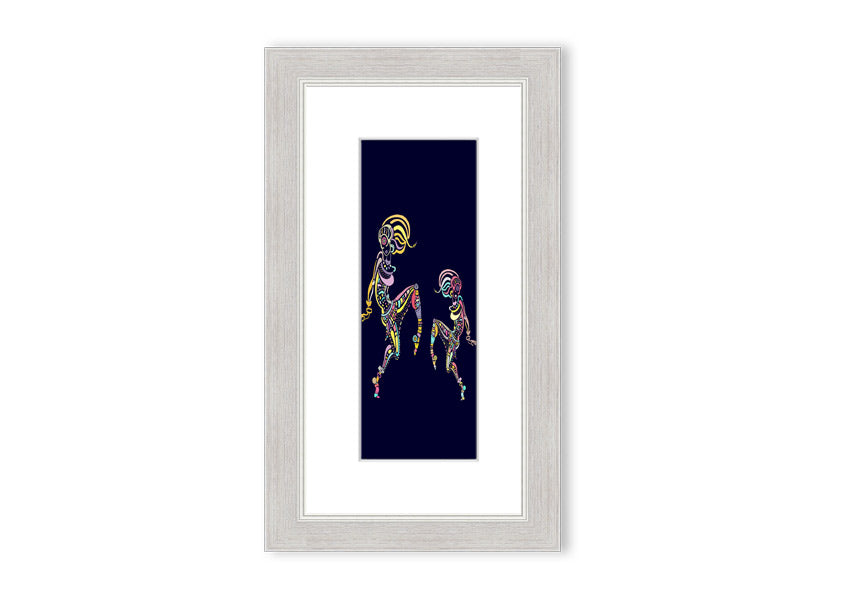 Framed print of African Tribal Art 21 featuring vibrant colors and intricate patterns, ready to hang.