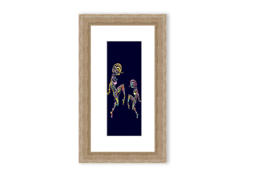 Framed print of African Tribal Art 21 featuring vibrant colors and intricate patterns, ready to hang.