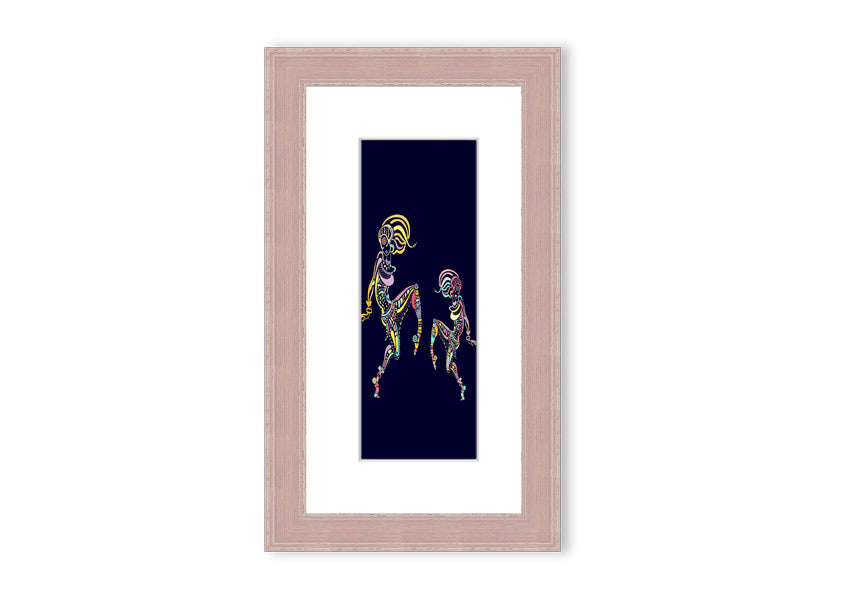 Framed print of African Tribal Art 21 featuring vibrant colors and intricate patterns, ready to hang.