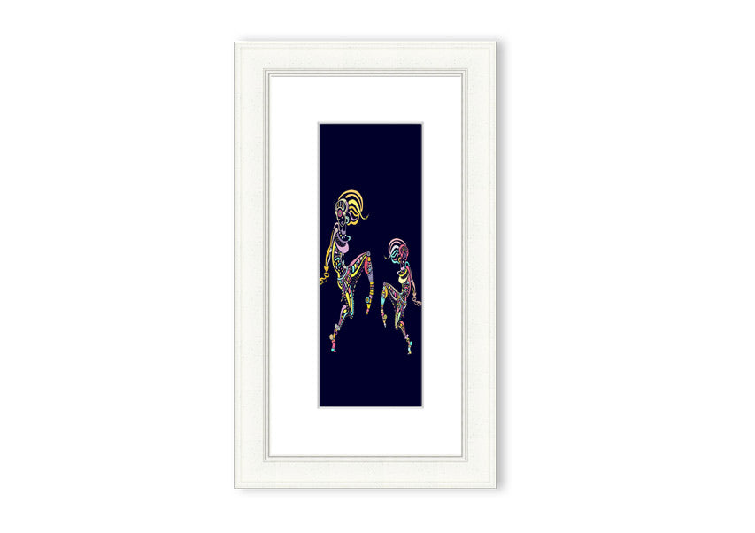 Framed print of African Tribal Art 21 featuring vibrant colors and intricate patterns, ready to hang.