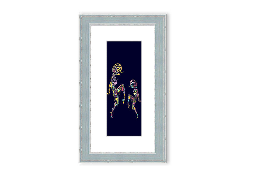 Framed print of African Tribal Art 21 featuring vibrant colors and intricate patterns, ready to hang.