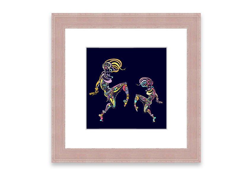 Framed print of African Tribal Art 21 featuring vibrant colors and intricate patterns, ready to hang.