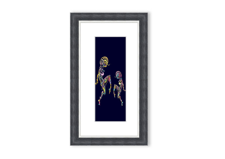 Framed print of African Tribal Art 21 featuring vibrant colors and intricate patterns, ready to hang.