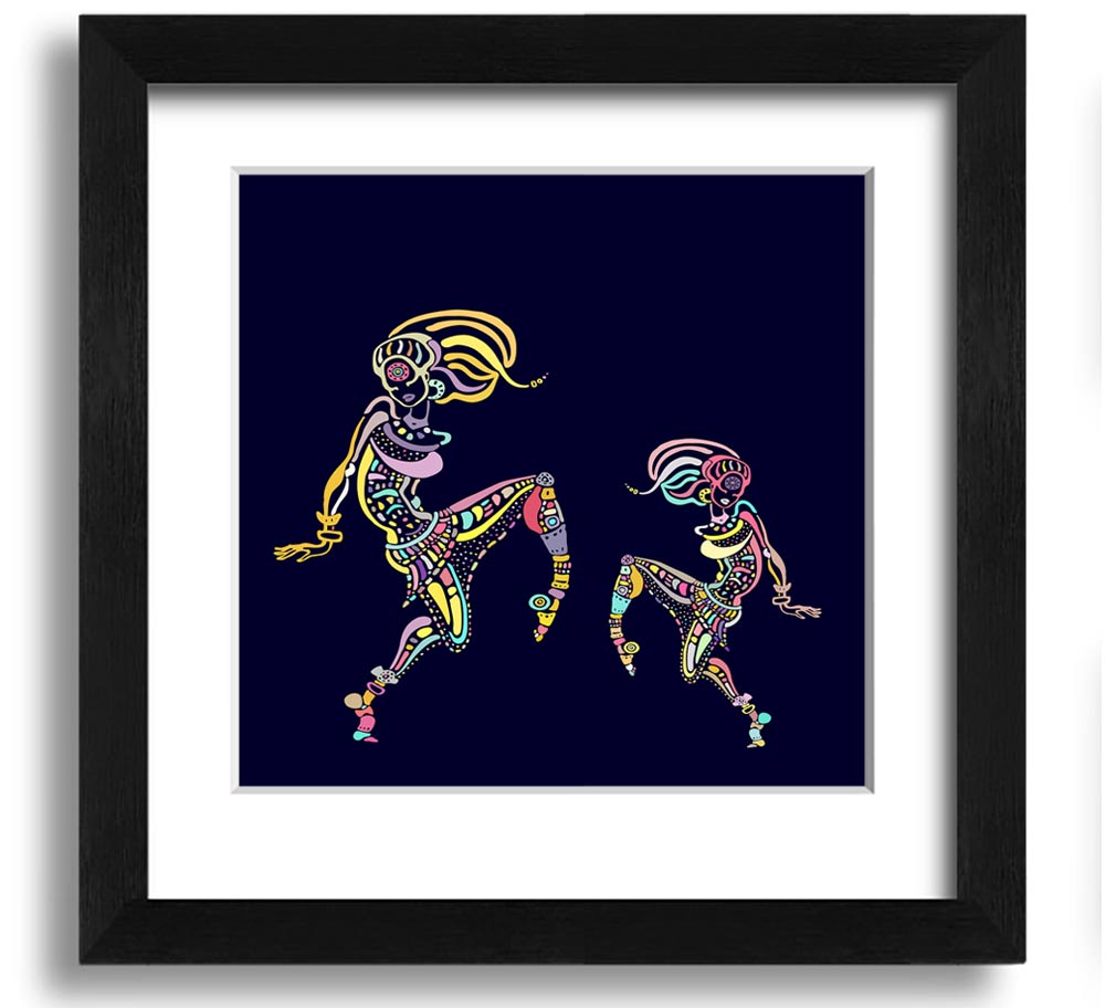 African Tribal Art 21 Square Framed Print showcasing vibrant colors and intricate patterns, framed in a stylish border.