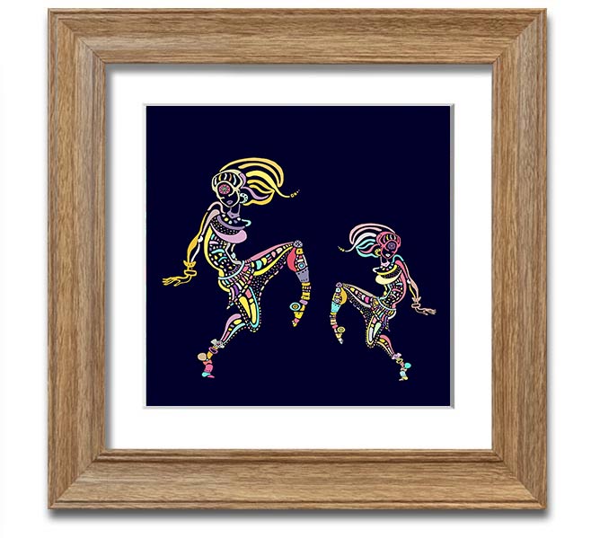 African Tribal Art 21 Square Framed Print showcasing vibrant colors and intricate patterns, framed in a stylish border.