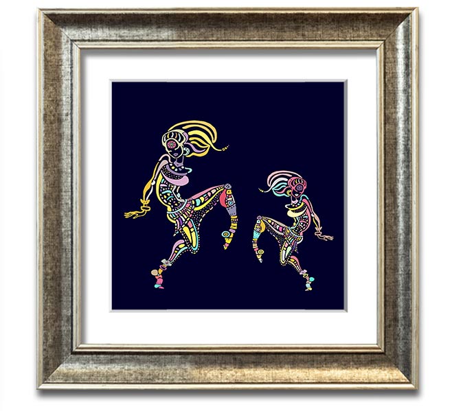 African Tribal Art 21 Square Framed Print showcasing vibrant colors and intricate patterns, framed in a stylish border.