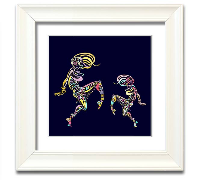 African Tribal Art 21 Square Framed Print showcasing vibrant colors and intricate patterns, framed in a stylish border.