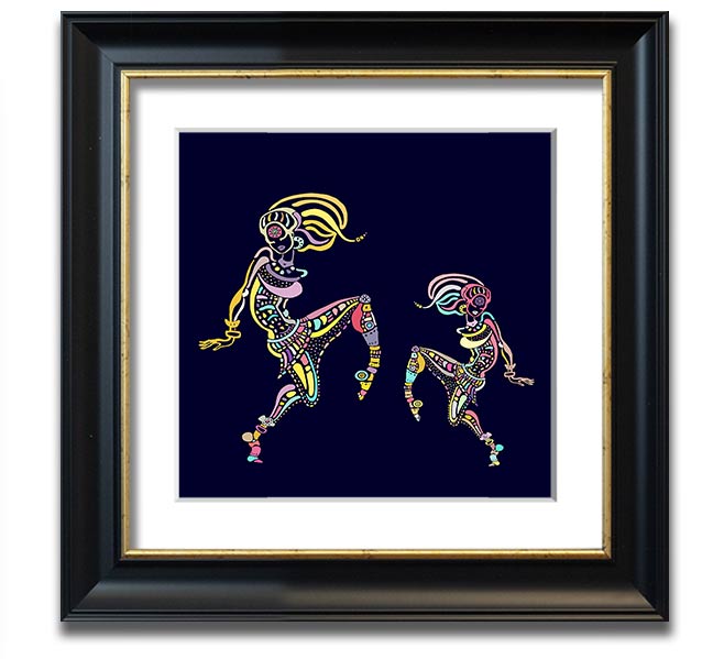 African Tribal Art 21 Square Framed Print showcasing vibrant colors and intricate patterns, framed in a stylish border.