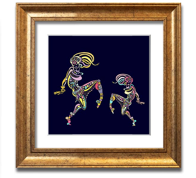 African Tribal Art 21 Square Framed Print showcasing vibrant colors and intricate patterns, framed in a stylish border.