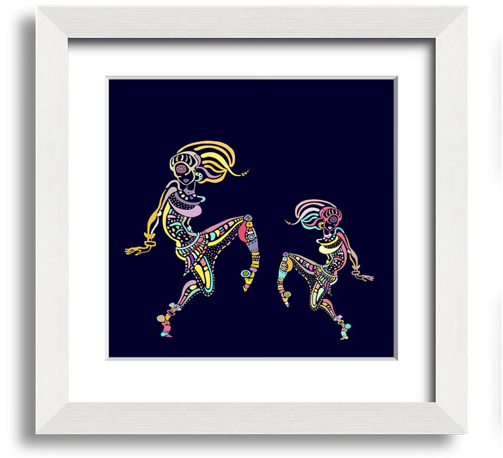 African Tribal Art 21 Square Framed Print showcasing vibrant colors and intricate patterns, framed in a stylish border.