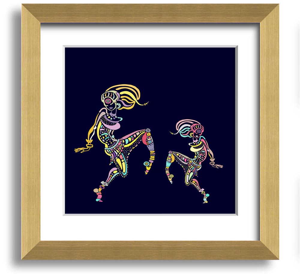 African Tribal Art 21 Square Framed Print showcasing vibrant colors and intricate patterns, framed in a stylish border.