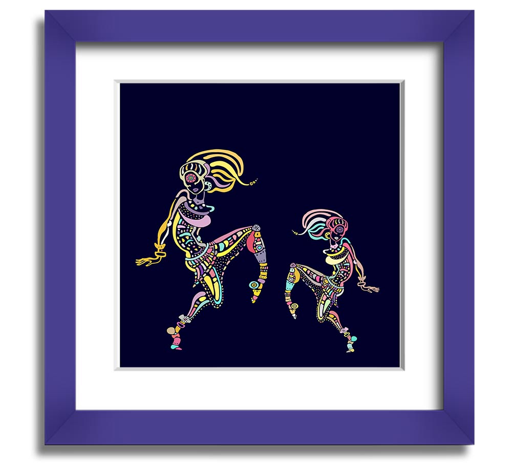 African Tribal Art 21 Square Framed Print showcasing vibrant colors and intricate patterns, framed in a stylish border.