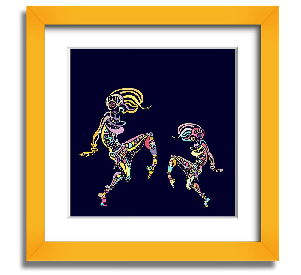 African Tribal Art 21 Square Framed Print showcasing vibrant colors and intricate patterns, framed in a stylish border.