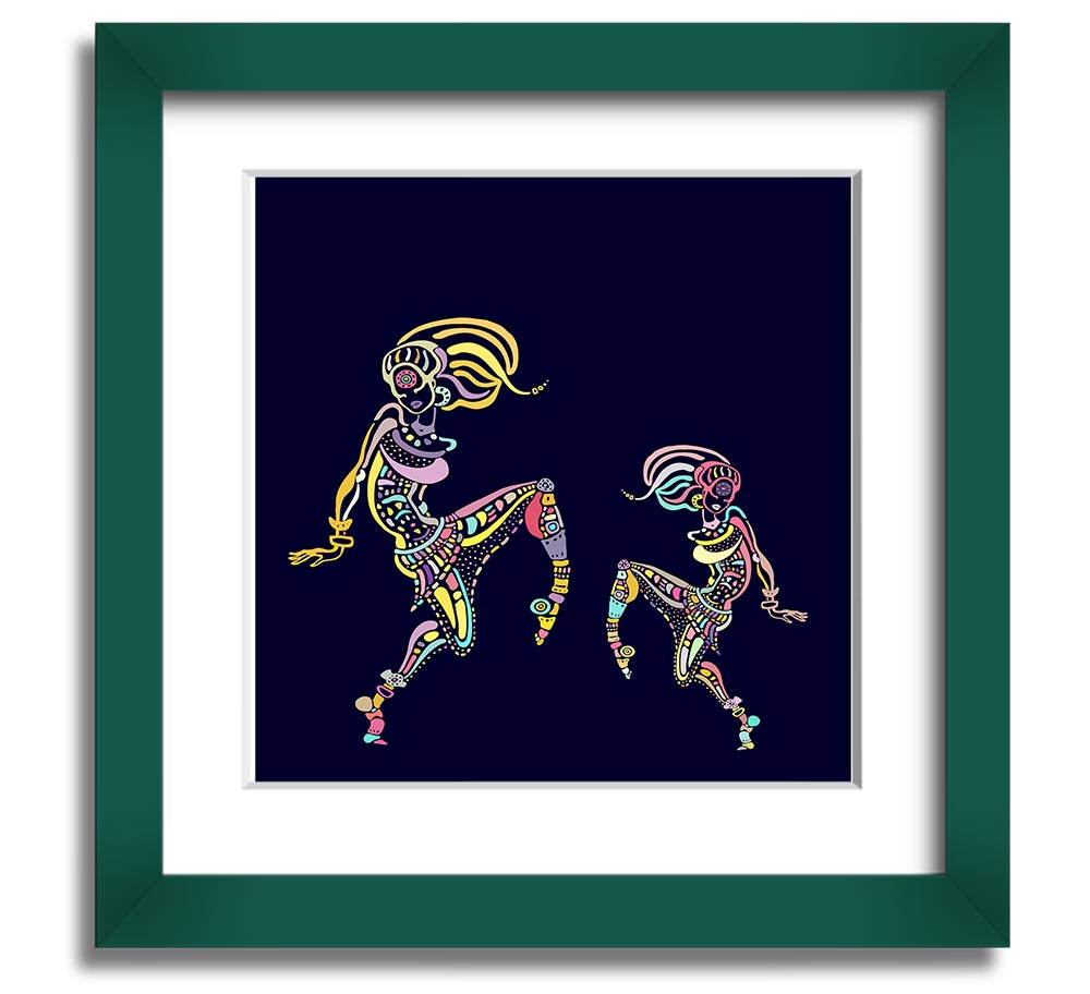 African Tribal Art 21 Square Framed Print showcasing vibrant colors and intricate patterns, framed in a stylish border.