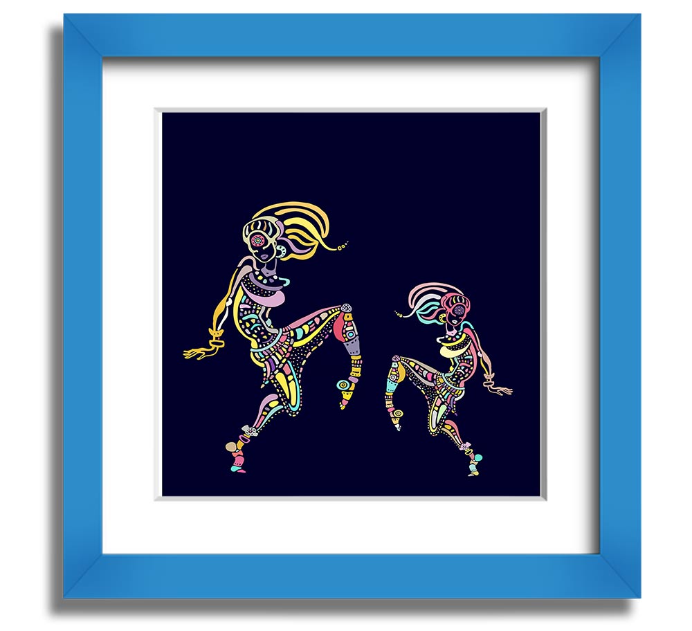 African Tribal Art 21 Square Framed Print showcasing vibrant colors and intricate patterns, framed in a stylish border.