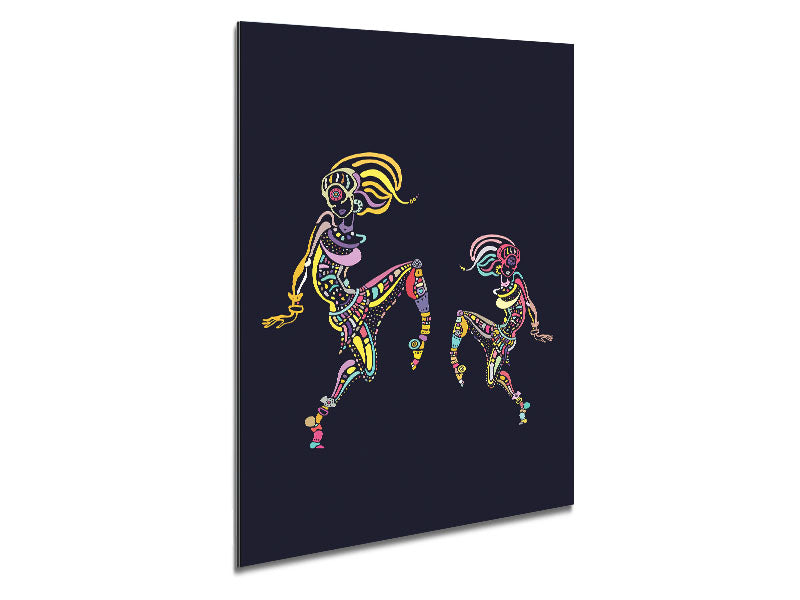 African Tribal Art 21 printed on brushed aluminium dibond, showcasing vibrant colors and intricate tribal designs.