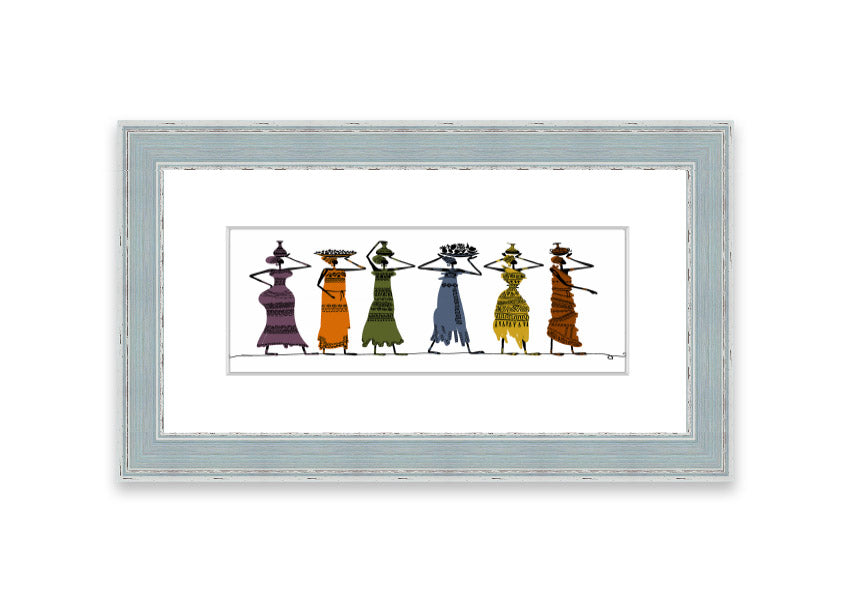 Framed print of African Tribal Art 23 showcasing vibrant tribal designs, available in various frame colors.