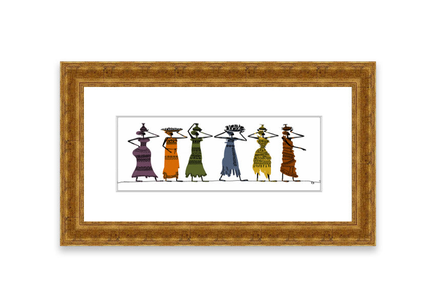 Framed print of African Tribal Art 23 showcasing vibrant tribal designs, available in various frame colors.