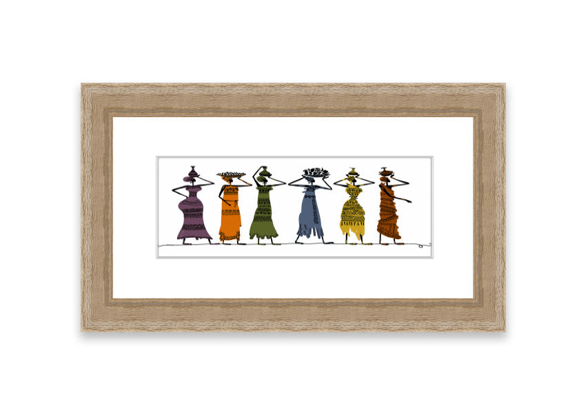 Framed print of African Tribal Art 23 showcasing vibrant tribal designs, available in various frame colors.