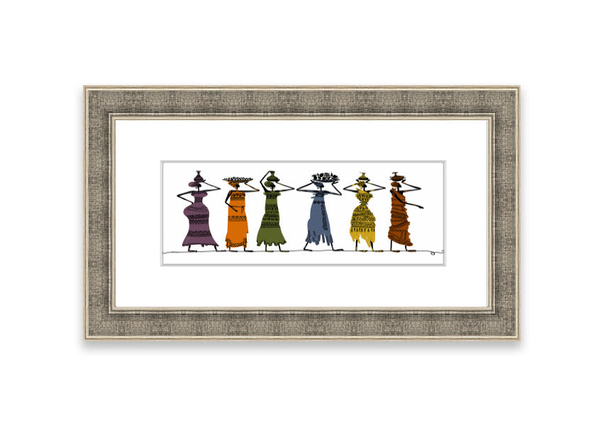 Framed print of African Tribal Art 23 showcasing vibrant tribal designs, available in various frame colors.