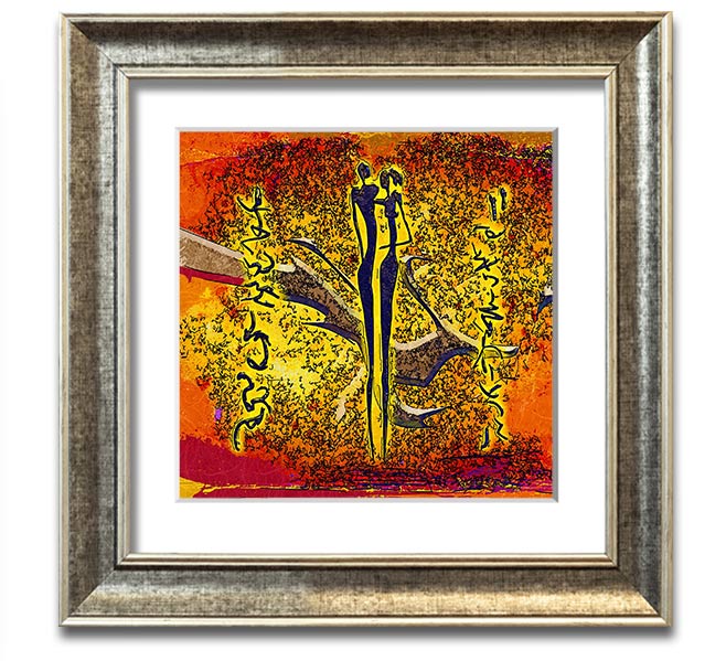 A beautifully framed square print of African Tribal Art 24, showcasing vibrant colors and intricate designs, ready to hang.