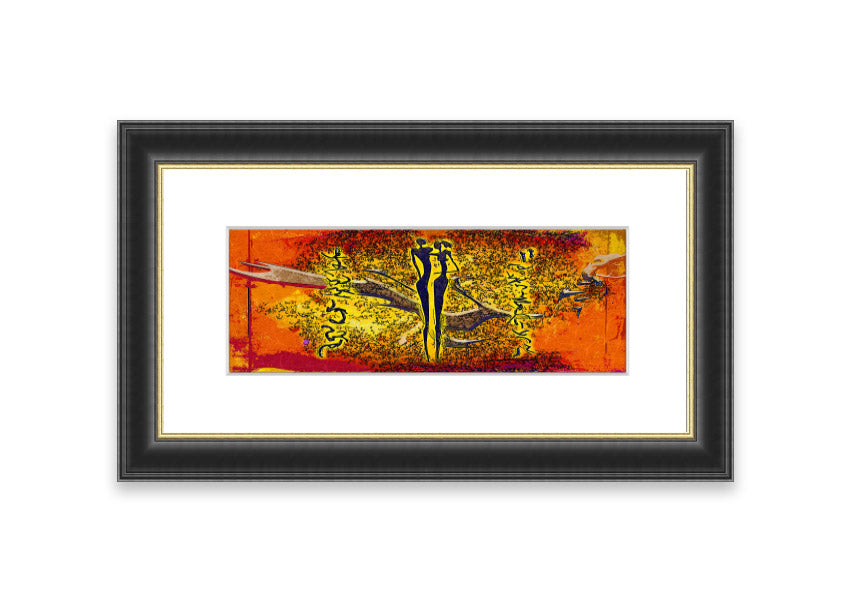 Framed print of African Tribal Art 24 featuring vibrant colors and intricate designs, ready to hang.