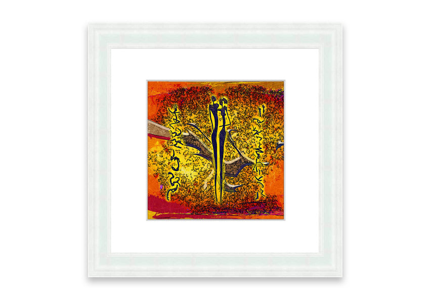 Framed print of African Tribal Art 24 featuring vibrant colors and intricate designs, ready to hang.