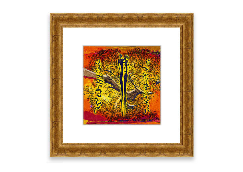 Framed print of African Tribal Art 24 featuring vibrant colors and intricate designs, ready to hang.